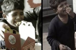 Ένα 5χρονο φτωχό αγόρι τρώει για πρώτη φορά στα McDonald's. Δείτε το..! (video)