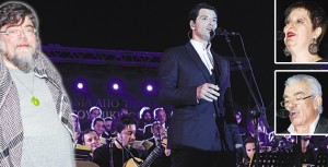 Ο τραγουδιστής Σάκης Ρουβάς ερμηνεύει μέρος από το έργο του Οδυσσέα Ελύτη "Άξιον Εστί", σε μελοποίηση του Μίκη Θεοδωράκη, στη συναυλία για τη συμπλήρωση των 90 χρόνων από τη γέννηση του Έλληνα μουσικοσυνθέτη, στην πλατεία της Νέας Σμύρνης, Σάββατο 2 Μαΐου 2015. ΑΠΕ-ΜΠΕ/ ΑΠΕ-ΜΠΕ/ ΓΙΑΝΝΗΣ ΚΟΛΕΣΙΔΗΣ