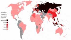 Οι ανθρώπινες απώλειες στον Β' Παγκόσμιο Πόλεμο που προκάλεσαν η Γερμανία και οι σύμμαχοί της (Χάρτης)