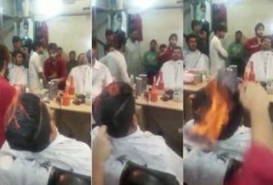 Ο Πακιστανός κομμωτής που έριξε το Facebook: Κουρεύει βάζοντας φωτιά στα μαλλιά! (Βίντεο)