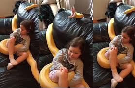 Κοριτσάκι βλέπει τηλεόραση αγκαλιά με το κατοικίδιό της, το...φίδι! (βίντεο)